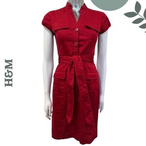 🛍️3/$40 H&M Scarlet Utility Belted Dress – Size Small (Approx.)